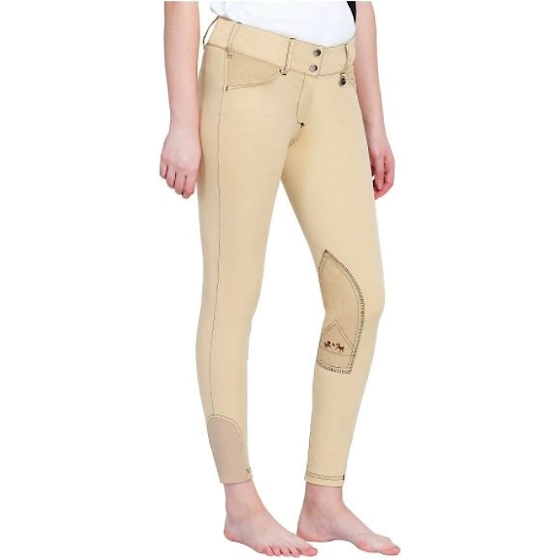 Equine Couture Sport Natasha Breeches, Light Tan/Black Stitching, 34