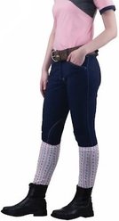 Equine Couture Sport Natasha Breeches, Navy/White Stitching, 26