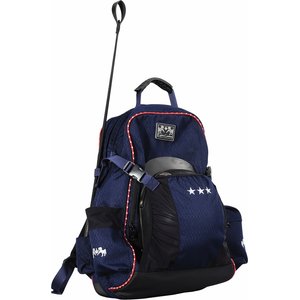 Equine Couture Super Star Horse Backpack, EC Navy with EC Red Piping