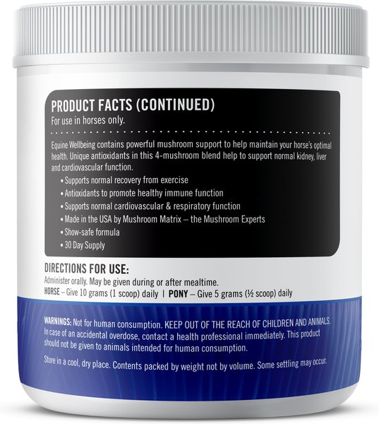 Equine Matrix Fortify Organic Mushroom Powder Horse Supplement, 300-gram tub