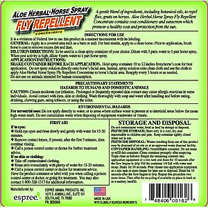 Espree Aloe Herbal Fly Repellant Horse Spray, 1-gallon