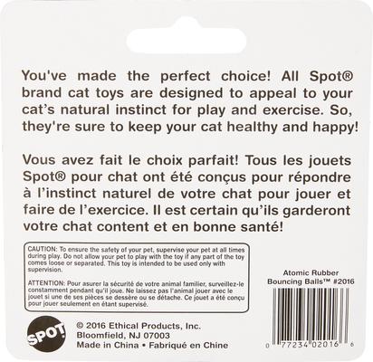 Show full view: Ethical Pet Atomic Rubber Bouncing Ball Cat Toy, 2-pack slide 4 of 6