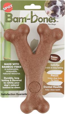 Show full view: Ethical Pet Bam-bones Wishbone Bacon Tough Dog Chew Toy, Large slide 4 of 7