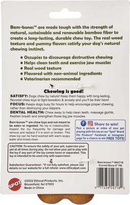 Show full view: Ethical Pet Bambone Curved Bone Peanut Butter Flavored Dog Chew Toy, Tan slide 2 of 5