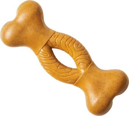 Show full view: Ethical Pet Bambone Curved Bone Peanut Butter Flavored Dog Chew Toy, Tan slide 3 of 5