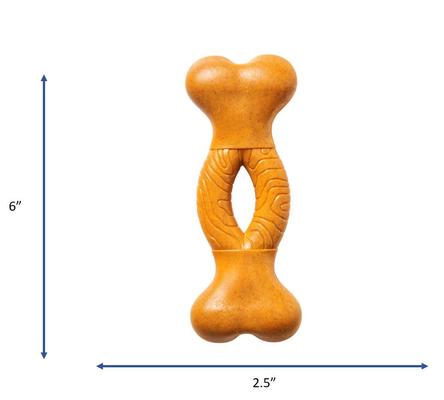 Show full view: Ethical Pet Bambone Curved Bone Peanut Butter Flavored Dog Chew Toy, Tan slide 4 of 5
