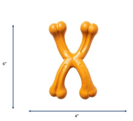 Show full view: Ethical Pet Bambone+ Double Wishbone Peanut Butter Flavored Dog Chew Toy, Tan slide 4 of 4