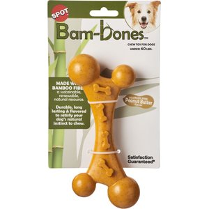 Ethical Pet Bambone Nubby Bone Peanut Butter Flavored Dog Chew Toy, Tan