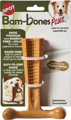Ethical Pet Bambone Plus Peanut Butter Flavored Tough Chew Dog Toy, Tan, 6-in