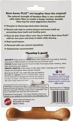 Show full view: Ethical Pet Bambone Plus Peanut Butter Flavored Tough Chew Dog Toy, Tan, 6-in slide 3 of 6