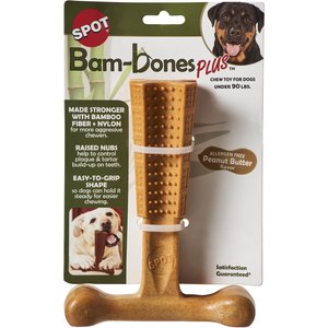 Ethical Pet Bambone Plus Peanut Butter Flavored Tough Chew Dog Toy, Tan, 7-in