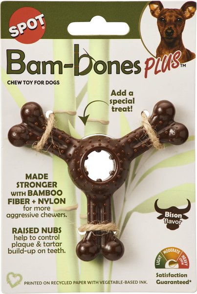 Ethical Pet Bambone Plus Triple Bison Tough Dog Chew Toy, Brown