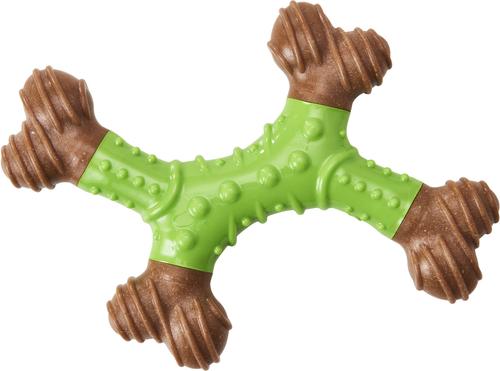 Show full view: Ethical Pet Bambone X-Bone Apple Flavored Bone Dog Toy, Brown/Green, 6-in slide 4 of 6
