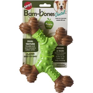 Ethical Pet Bambone X-Bone Apple Flavored Bone Dog Toy, Brown/Green, 8-in