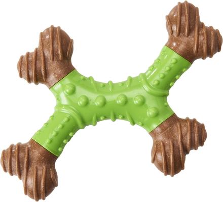 Show full view: Ethical Pet Bambone X-Bone Apple Flavored Bone Dog Toy, Brown/Green, 8-in slide 4 of 6