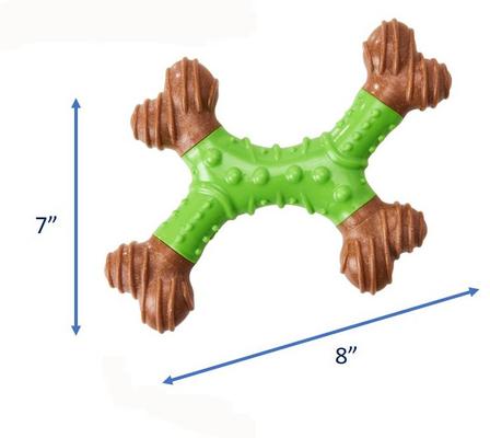 Show full view: Ethical Pet Bambone X-Bone Apple Flavored Bone Dog Toy, Brown/Green, 8-in slide 5 of 6