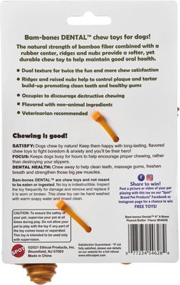 Show full view: Ethical Pet Bambone X-Bone Peanut Butter Flavored Bone Dog Toy, Brown/Green, 6-in slide 3 of 6