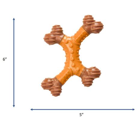 Show full view: Ethical Pet Bambone X-Bone Peanut Butter Flavored Bone Dog Toy, Brown/Green, 6-in slide 5 of 6