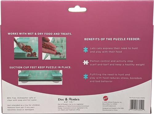 Show full view: Ethical Pet Doc & Phoebe Puzzle Cat Feeder, Blue/White slide 4 of 7