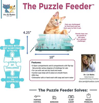 Show full view: Ethical Pet Doc & Phoebe Puzzle Cat Feeder, Blue/White slide 5 of 7