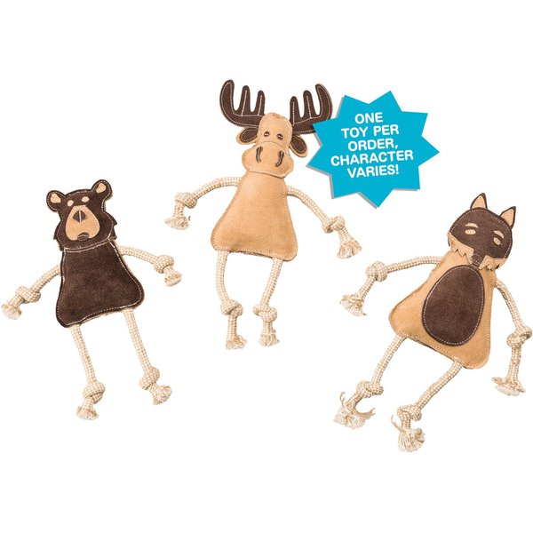 Ethical Pet Dura-Fused Leather Forest Dog Toy, Character Varies