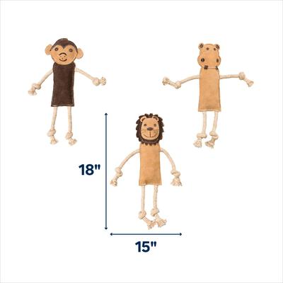 Show full view: Ethical Pet Dura-Fused Leather Jungle Dog Toy, Character Varies slide 2 of 4