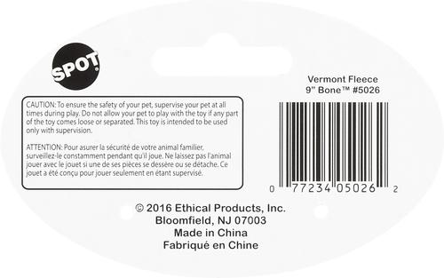 Show full view: Ethical Pet Fleece Bone Squeaky Tough Plush Dog Toy, 9-in slide 5 of 7