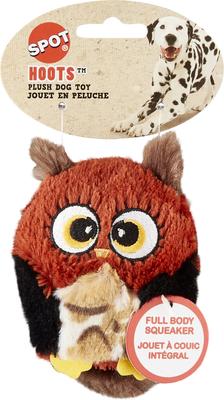 Show full view: Ethical Pet Hoots Owl Squeaky Plush Dog Toy, Color Varies, 3-in slide 4 of 8