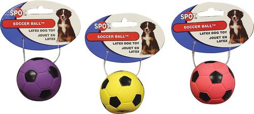 Show full view: Ethical Pet Latex Soccer Ball Squeaky Dog Chew Toy, Color Varies, 2-in slide 4 of 7