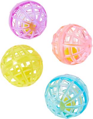 Show full view: Ethical Pet Lattice Balls Plastic & Bell Cat Toy, Color Varies, 1.5-in, 4 count slide 1 of 4