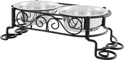 Ethical Pet Mediterranean Double Diner Non-Skid Elevated Dog & Cat Bowls, 2-cup