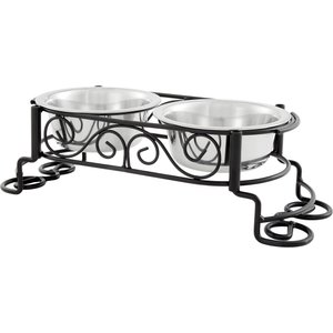 Ethical Pet Mediterranean Double Diner Non-Skid Elevated Dog & Cat Bowls, 2-cup