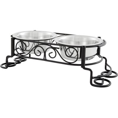 Ethical Pet Ethical Pet Mediterranean Double Diner Non-Skid Elevated Dog & Cat Bowls, 2-cup