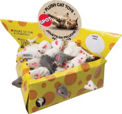 Ethical Pet Plush Mice Cheesebox Cat Toy, 2-in, 60 count