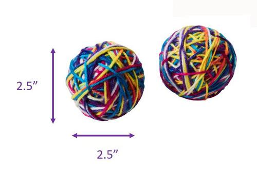 Show full view: Ethical Pet Sew Much Fun Yarn Ball Cat Toy with Catnip, Multicolor, 2.5-in, 2 count slide 4 of 5