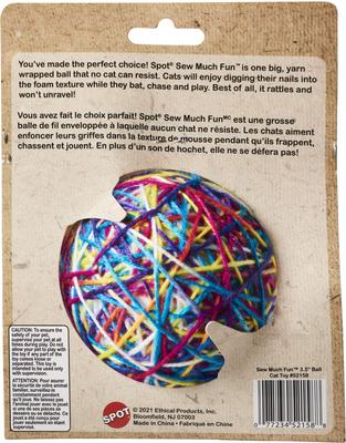 Show full view: Ethical Pet Sew Much Fun Yarn Ball Cat Toy with Catnip, Multicolor, 3.5-in, 1 count slide 2 of 4