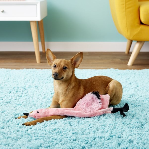Ethical Pet Skinneeez Exotic Series Pink Flamingo Stuffing-Free Squeaky Plush Dog Toy