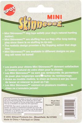 Show full view: Ethical Pet Skinneeez Forest Series Raccoon Stuffing-Free Squeaky Plush Dog Toy, 14-in slide 3 of 6