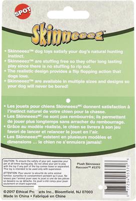 Show full view: Ethical Pet Skinneeez Forest Series Raccoon Stuffing-Free Squeaky Plush Dog Toy, 23-in slide 3 of 6