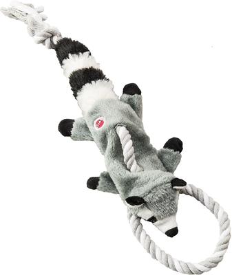 Show full view: Ethical Pet Skinneeez Tugs Forest Racoon Stuffing-Free Squeaky Plush Dog Toy, Color Varies slide 1 of 3