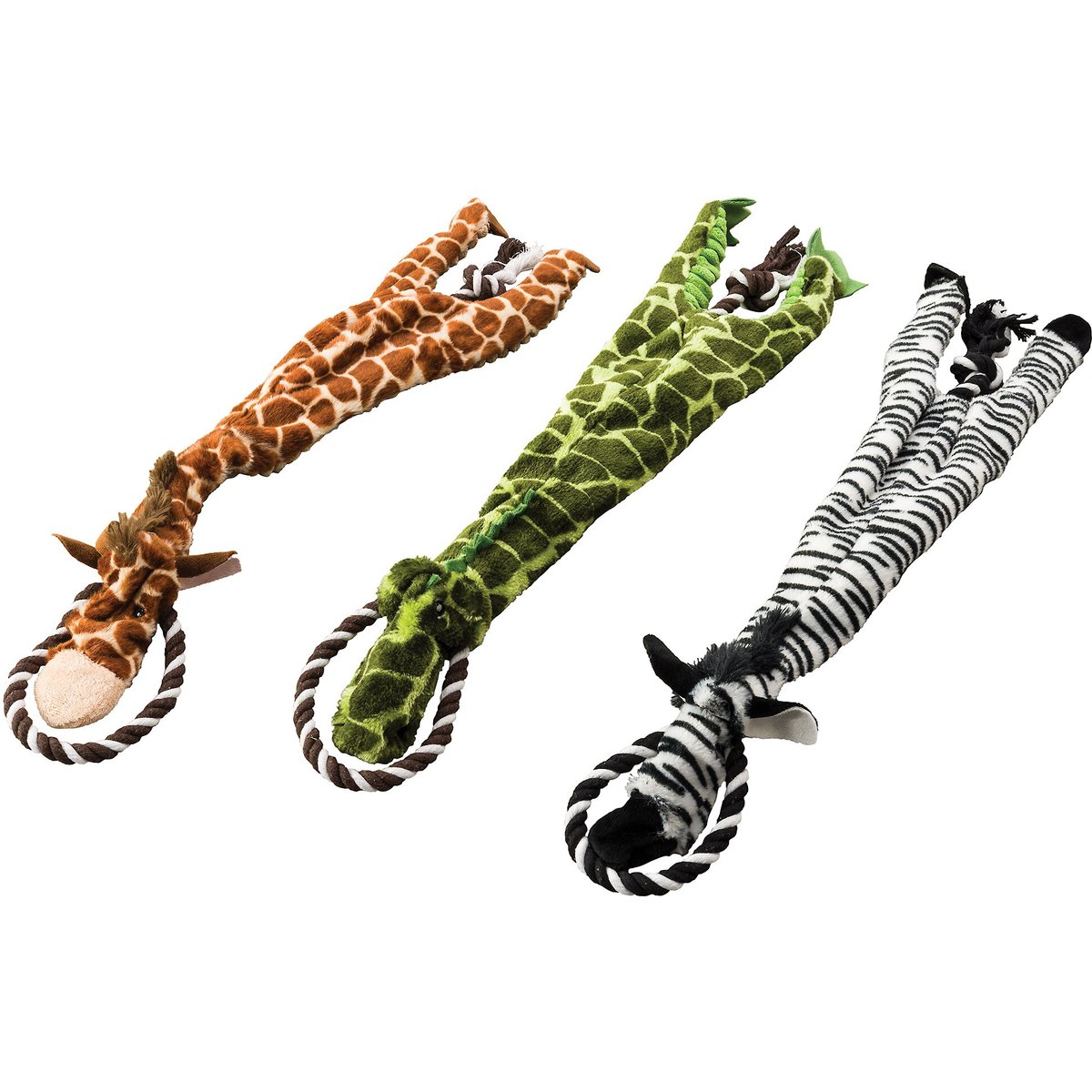 Ethical Pet Skinneeez Tugs Jungle Stuffing-Free Squeaky Plush Dog Toy, Color Varies