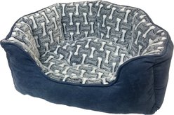 Ethical Pet Sleep Zone Bones Scallop Bolster Dog Bed, Gunmetal, 24-in