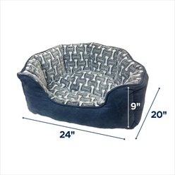 Ethical Pet Sleep Zone Bones Scallop Bolster Dog Bed, Gunmetal, 24-in slide 2 of 2