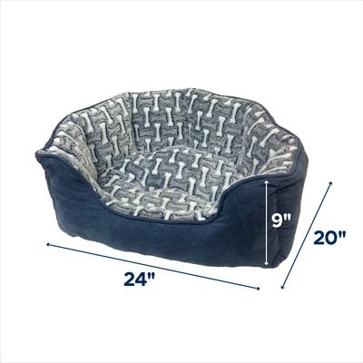 Show full view: Ethical Pet Sleep Zone Bones Scallop Bolster Dog Bed, Gunmetal, 24-in slide 3 of 3