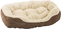 Ethical Pet Sleep Zone Carved Plush Bolster Cat & Dog Bed, Chocolate, 32-in