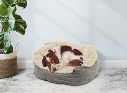 Ethical Pet Sleep Zone Carved Plush Bolster Cat & Dog Bed, Gray, 21-in