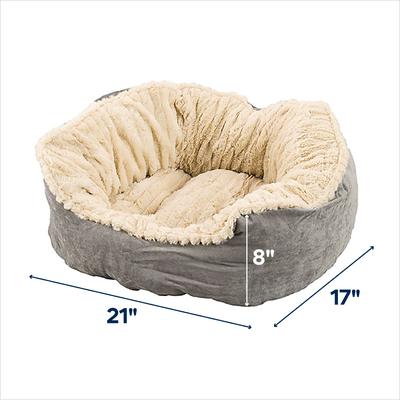 Show full view: Ethical Pet Sleep Zone Carved Plush Bolster Cat & Dog Bed, Gray, 21-in slide 2 of 4