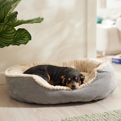 Ethical Pet Sleep Zone Carved Plush Bolster Cat & Dog Bed, Gray, 32-in