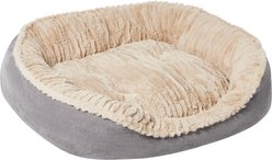 Ethical Pet Sleep Zone Carved Plush Bolster Cat & Dog Bed, Gray, 32-in slide 2 of 4