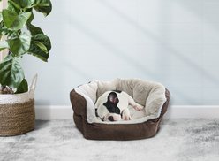 Ethical Pet Sleep Zone Reversible Cushion Cuddler Bolster Cat & Dog Bed, Chocolate, 18-in